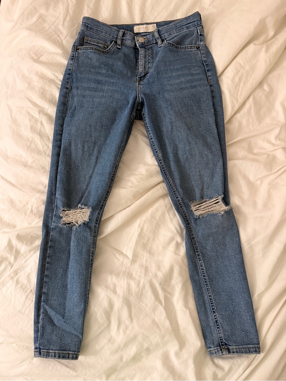 Topshop Distressed JAMIE Skinny Jeans - Blue Wash - Petite size W28